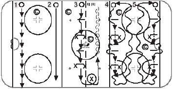 Initiation level balance and agility hockey drill
